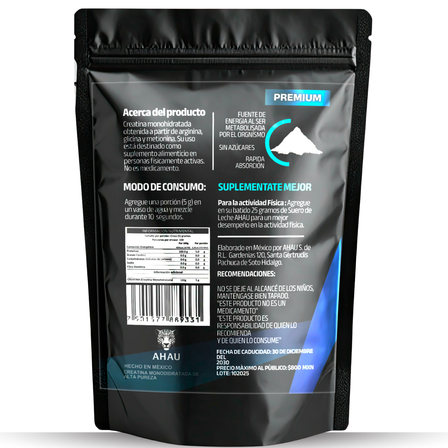 CREATINA PREMIUM AHAU 500 gr.