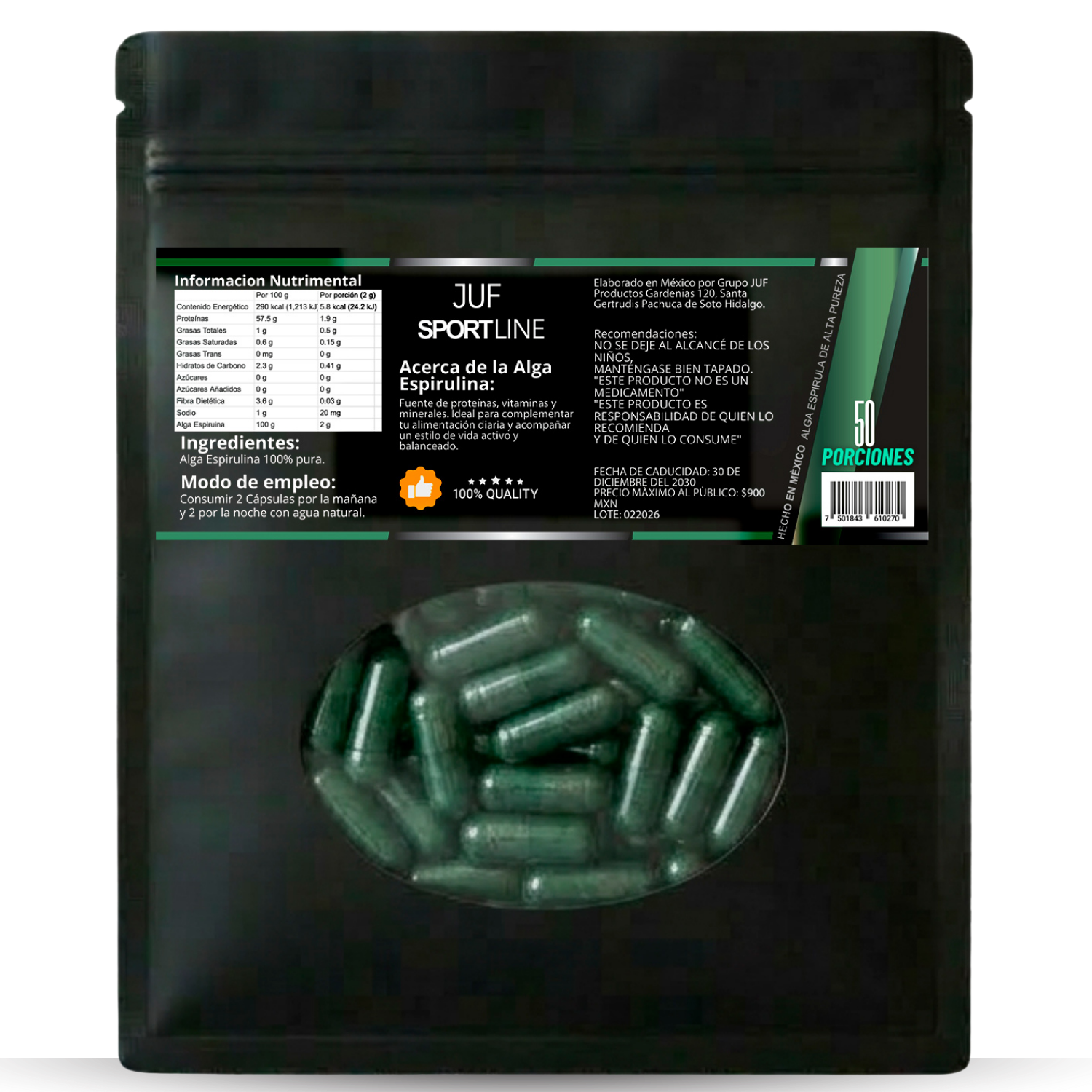 ALGA ESPIRULINA 200 CÁPSULAS
